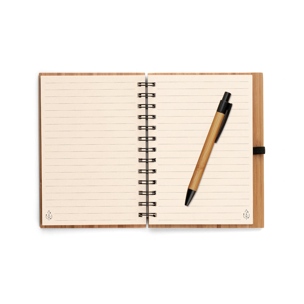 Dickens A5. A5 Spiral Notebook In Bamboo With 100% Recycled Paper