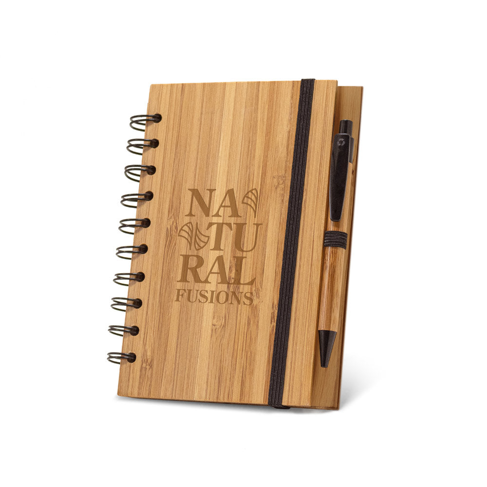 Dickens A5. A5 Spiral Notebook In Bamboo With 100% Recycled Paper