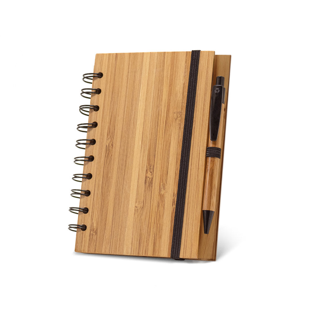 Dickens A5. A5 Spiral Notebook In Bamboo With 100% Recycled Paper