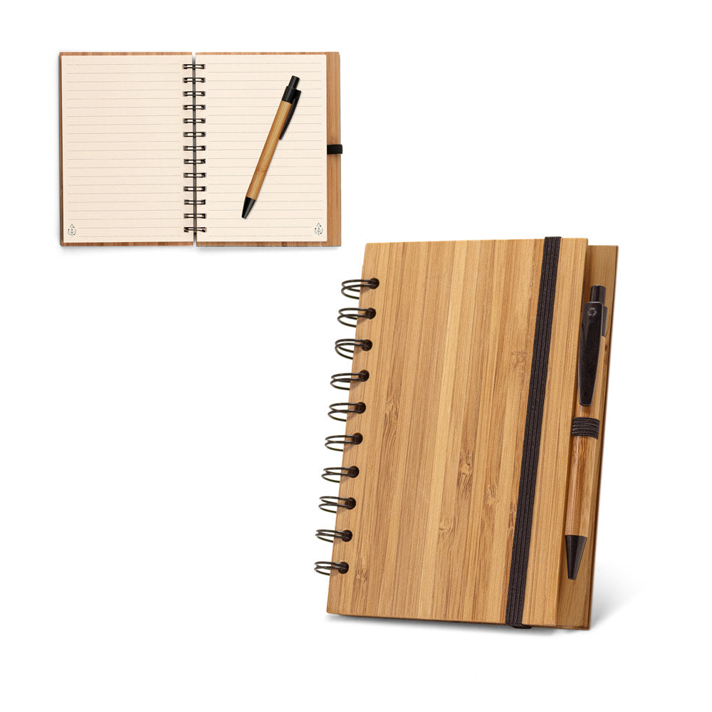 Dickens A5. A5 Spiral Notebook In Bamboo With 100% Recycled Paper