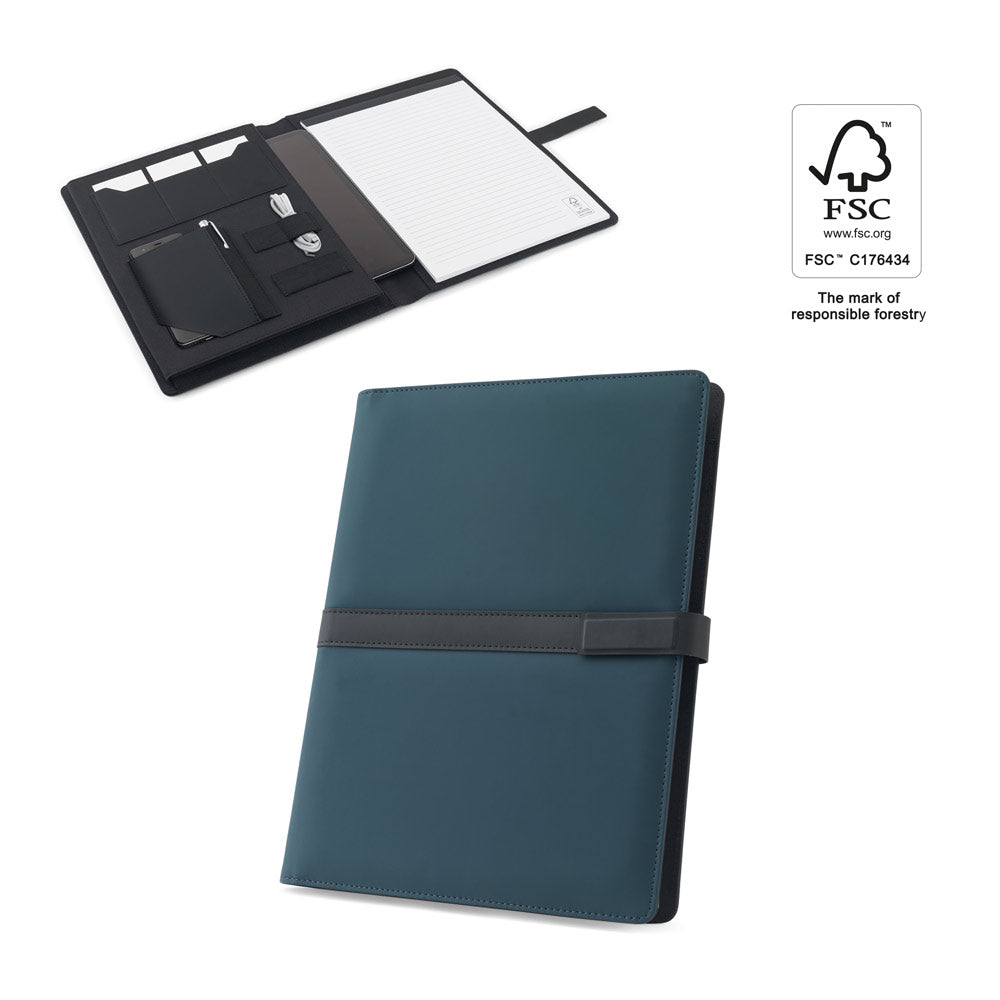 Sanderson Folder. A4 Folder In Pu (50% Recycled) With Magnetic Closure And Notepad With Lined Pages