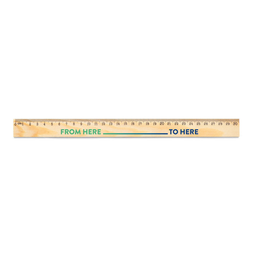Wesley 30. Pine Wood Ruler With 30 Cm Scale