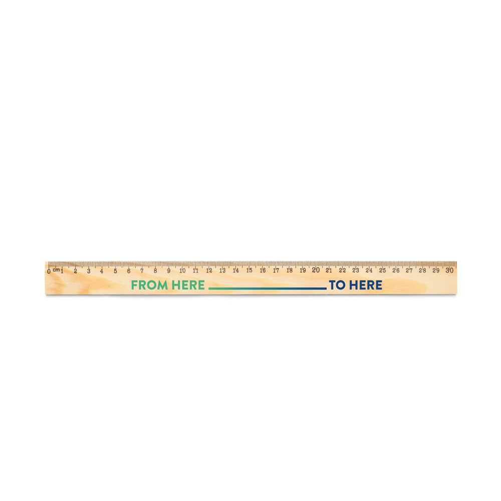 Wesley 30. Pine Wood Ruler With 30 Cm Scale