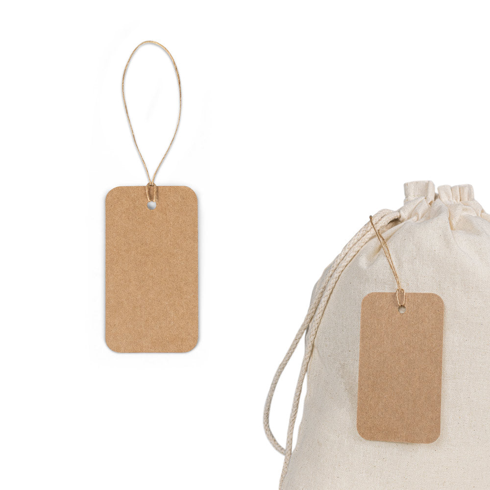 Label Rectangular. Label Made From 100% Recycled Paper (700 G/M²) In A Rectangular Shape