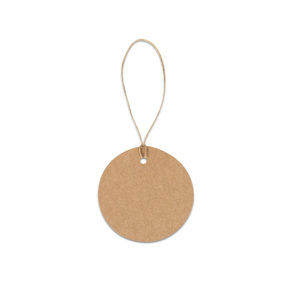 Label Round. Label Made From 100% Recycled Paper (700 G/M²) In A Circular Shape