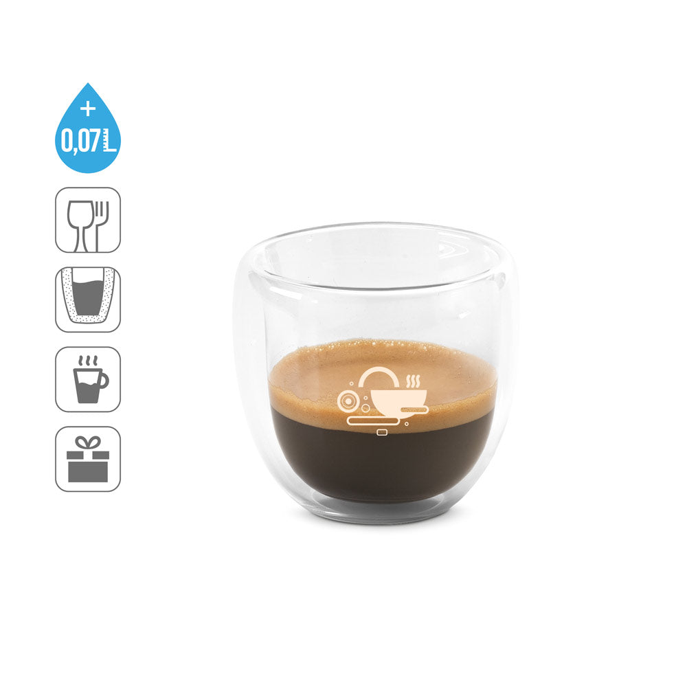Expresso. Borosilicate Glass Coffee Set With 2 Glasses