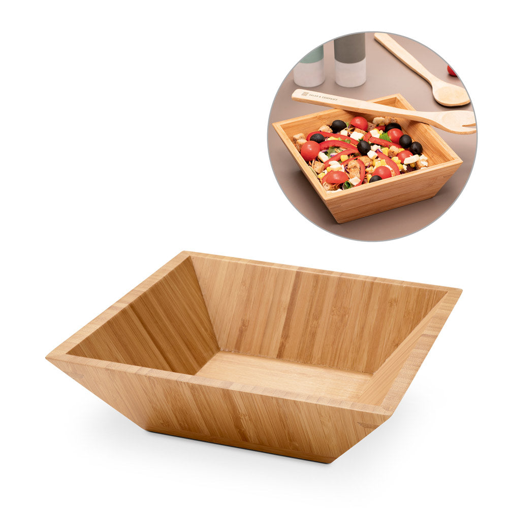 Pepper. Square Bamboo Salad Bowl