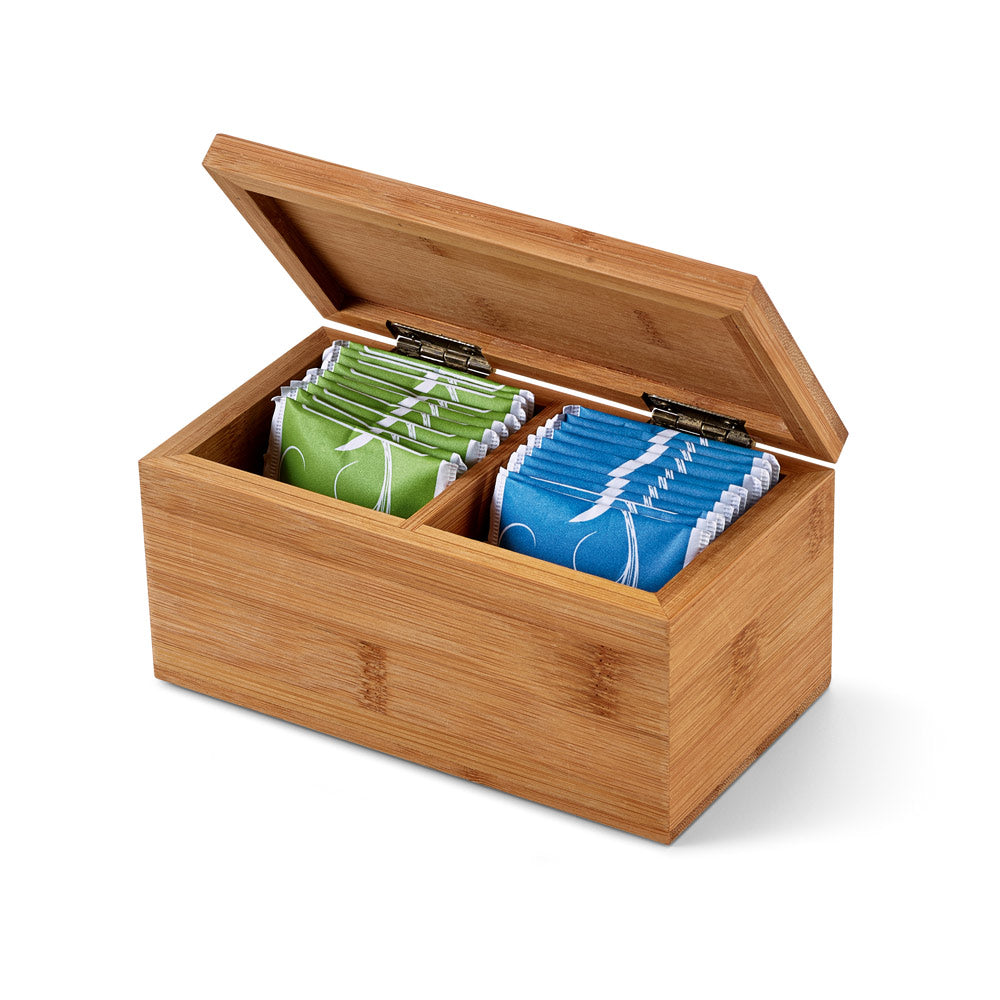 Burdock. Bamboo Tea Box With 2 Compartments And Magnet Closure
