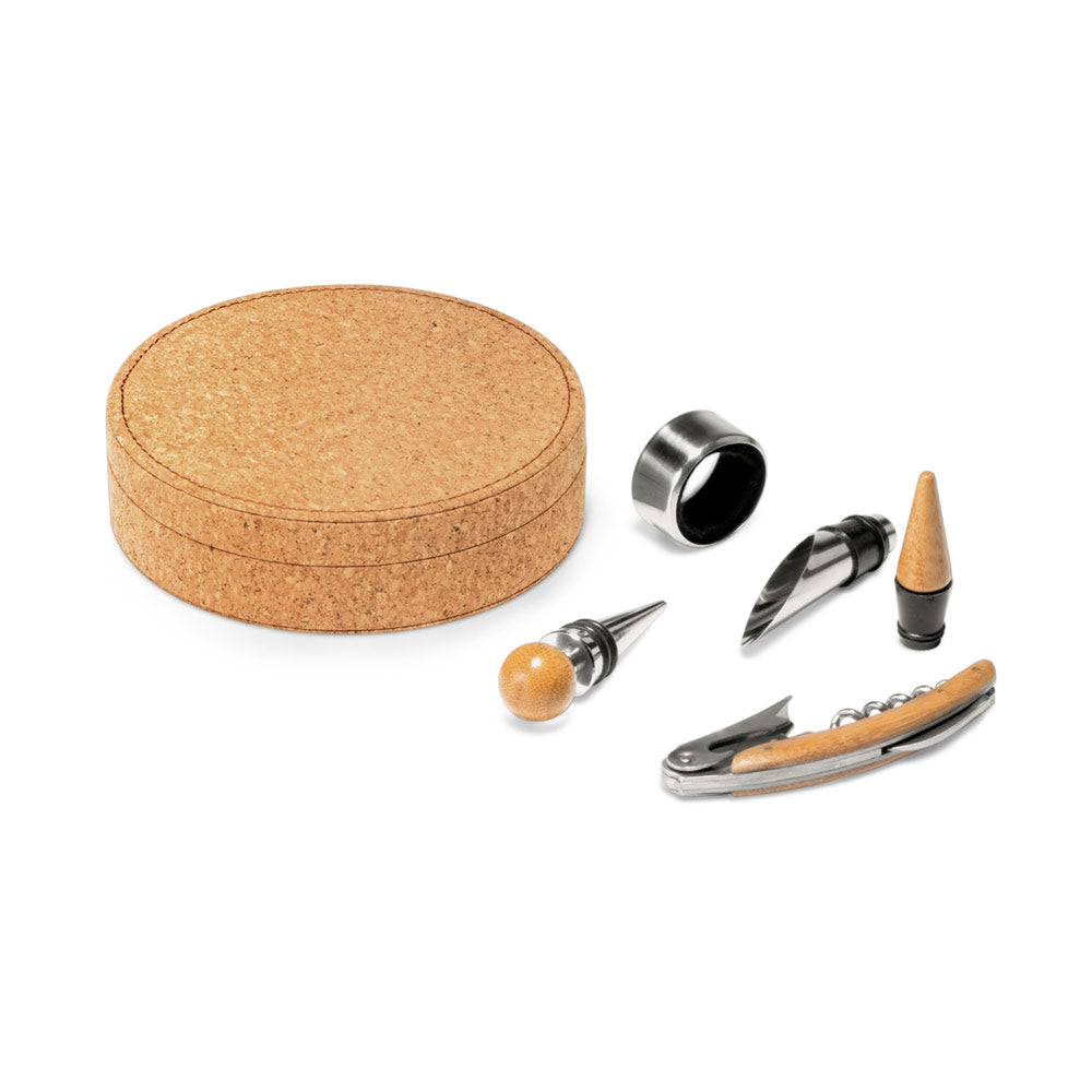Moreto. Wine Set With 4 Pieces In Bamboo, Stainless Steel And Abs
