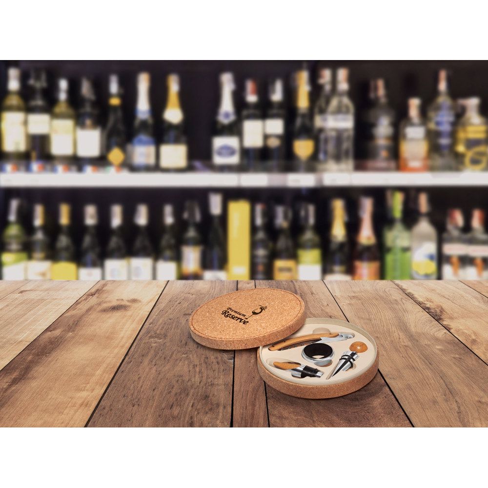 Moreto. Wine Set With 4 Pieces In Bamboo, Stainless Steel And Abs