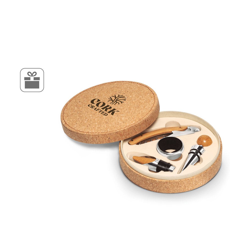 Moreto. Wine Set With 4 Pieces In Bamboo, Stainless Steel And Abs