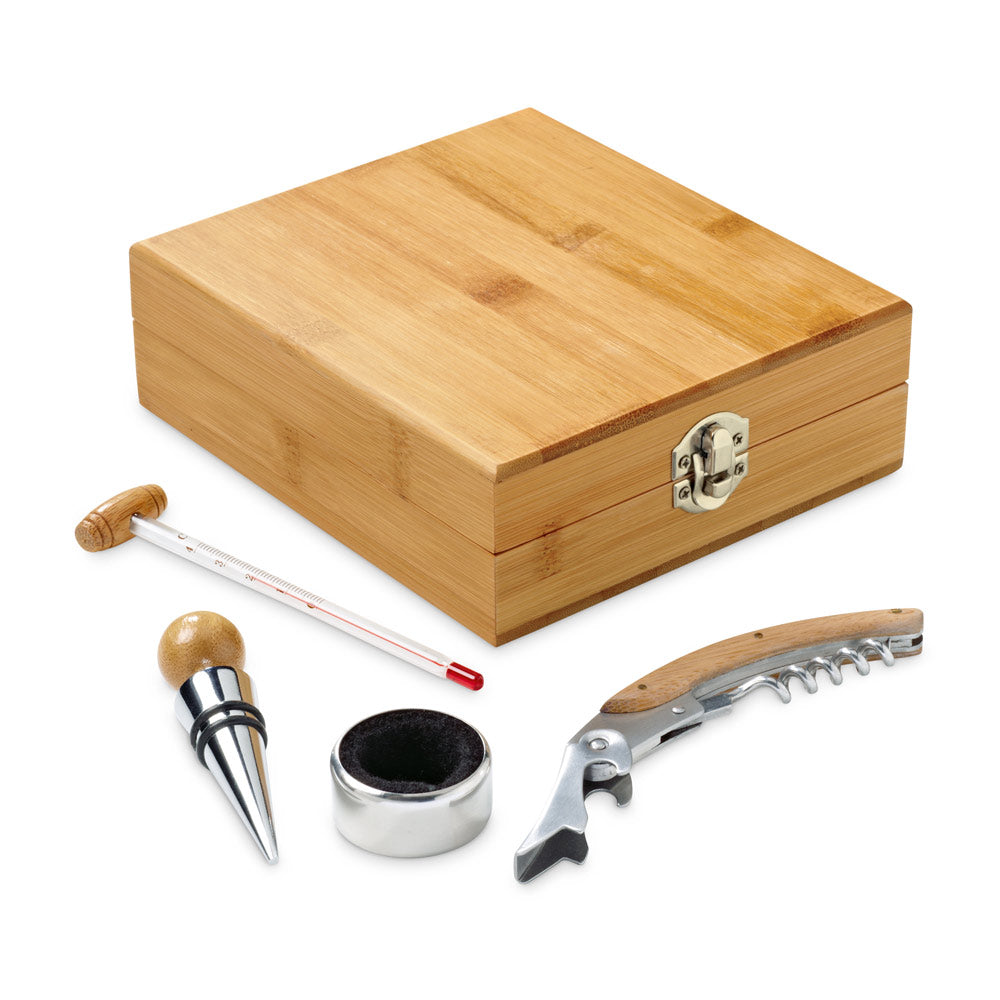 Cabernet. Wine Set In Bamboo, Stainless Steel, Glass And Abs
