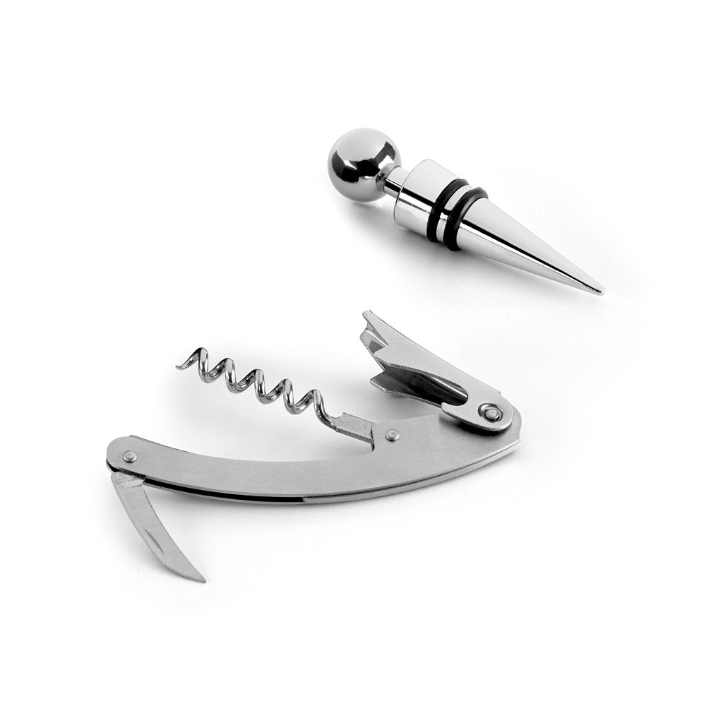 Barrel. Zinc And Stainless Steel Wine Set