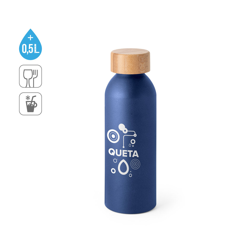Queta. Aluminium Bottle With Bamboo Lid 550 Ml