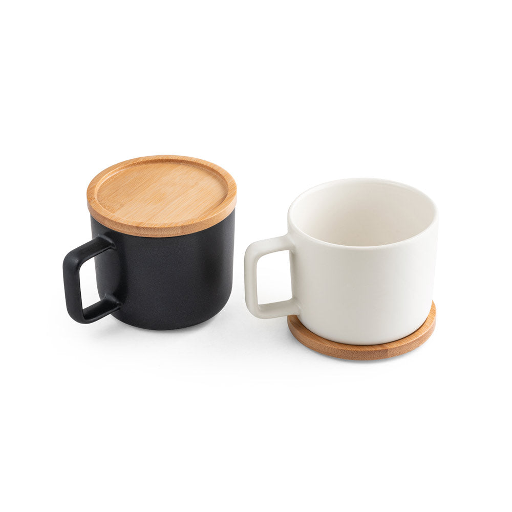 Fangio. 220 Ml Ceramic Mug With Lid And Bamboo Base