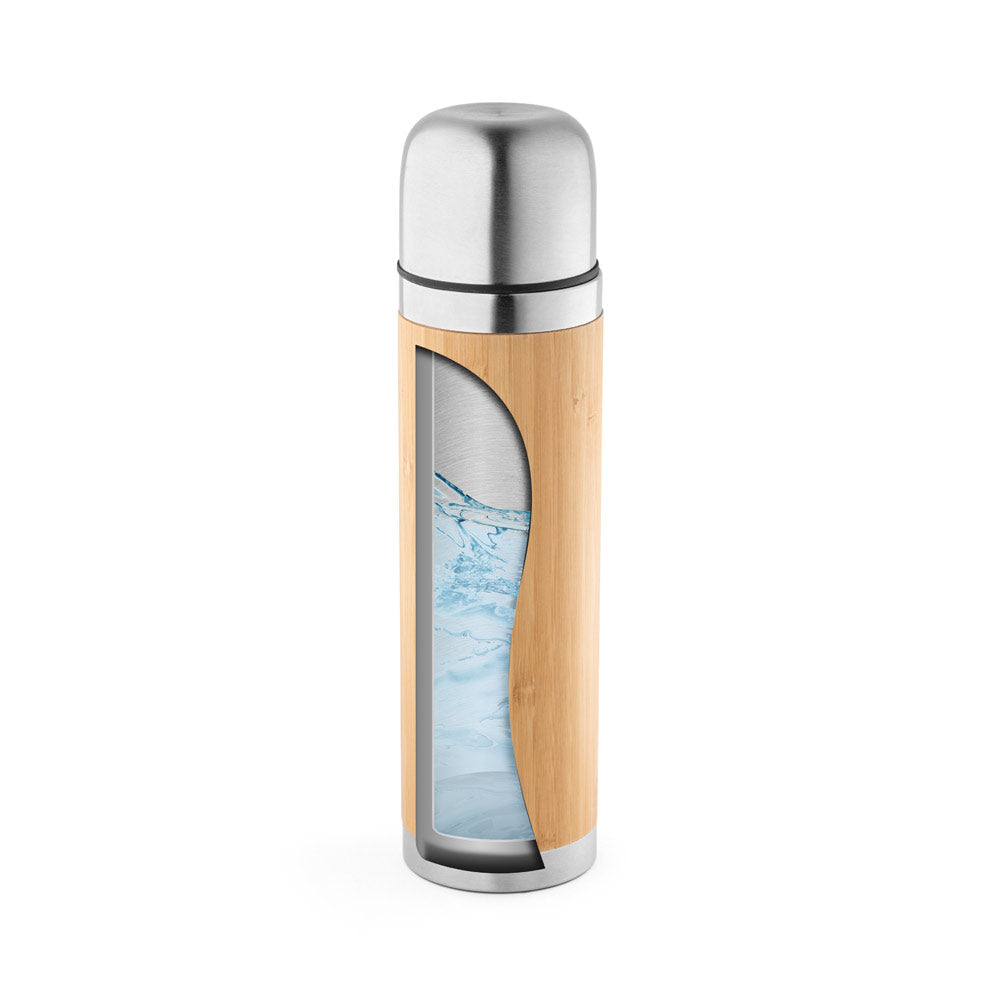 Ceylon. Bamboo And Stainless Steel Thermos 450 Ml