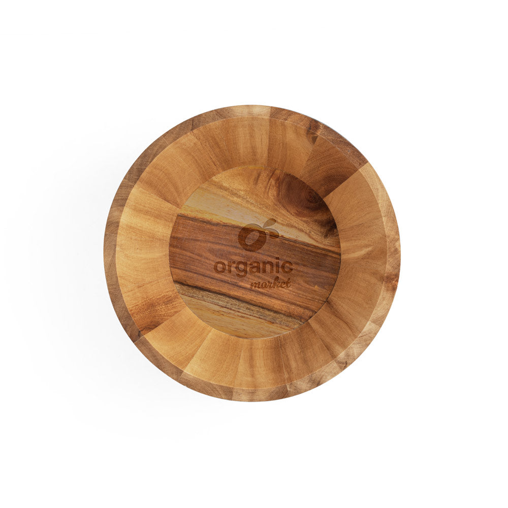 Sage. Round Acacia Wood Salad Bowl
