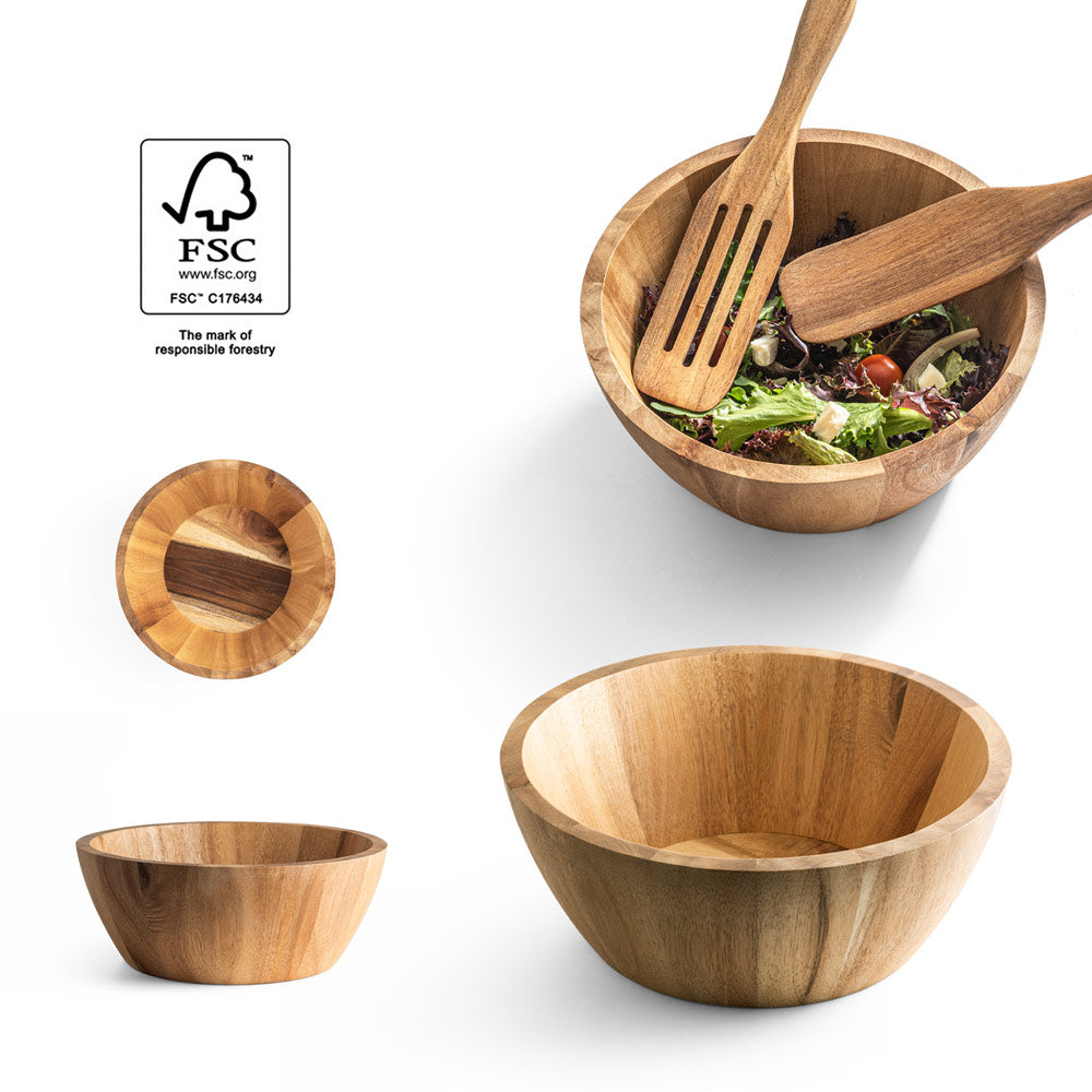 Sage. Round Acacia Wood Salad Bowl