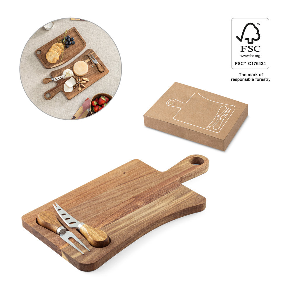 Cassia. Acacia Wood Cheese Board With Handle
