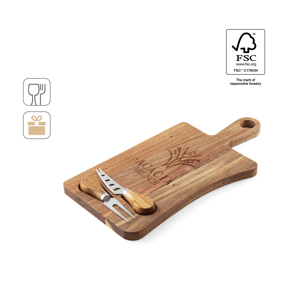 Cassia. Acacia Wood Cheese Board With Handle
