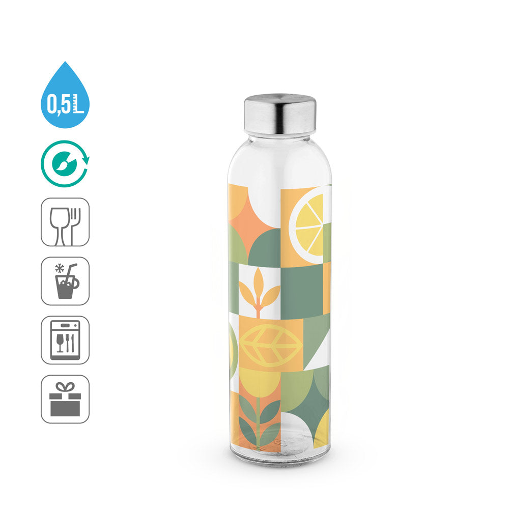 Soler. Sublimation Glass Bottle And Stainless Steel Cap 500 Ml