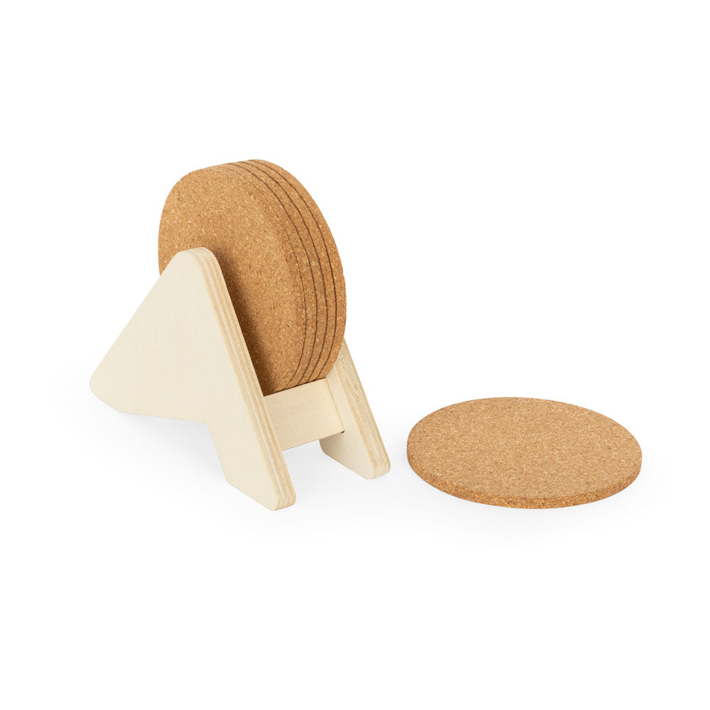 Plycork. Plywood Stand With 6 Cork Coasters