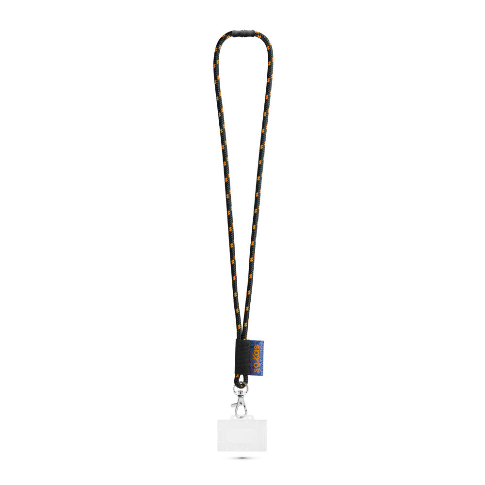 Bridport. Set Lanyard Nautic Long (Ø 7 Mm) With Hook Trigger Snap 9 Mm, Safety Lock Ø 7 Mm And Rigid Id Badge / Card Holder 91 X 68 Mm