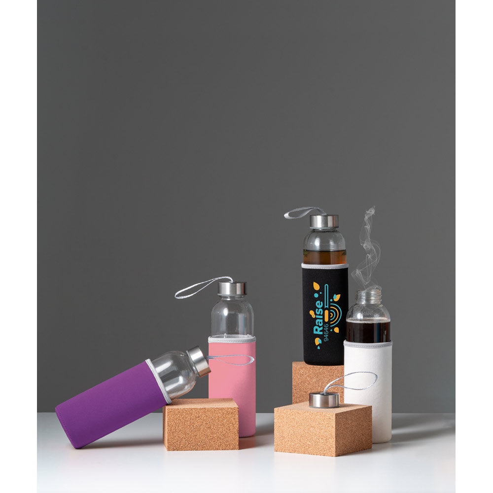 Raise. Glass And Stainless Steel Sport Bottle 520 Ml