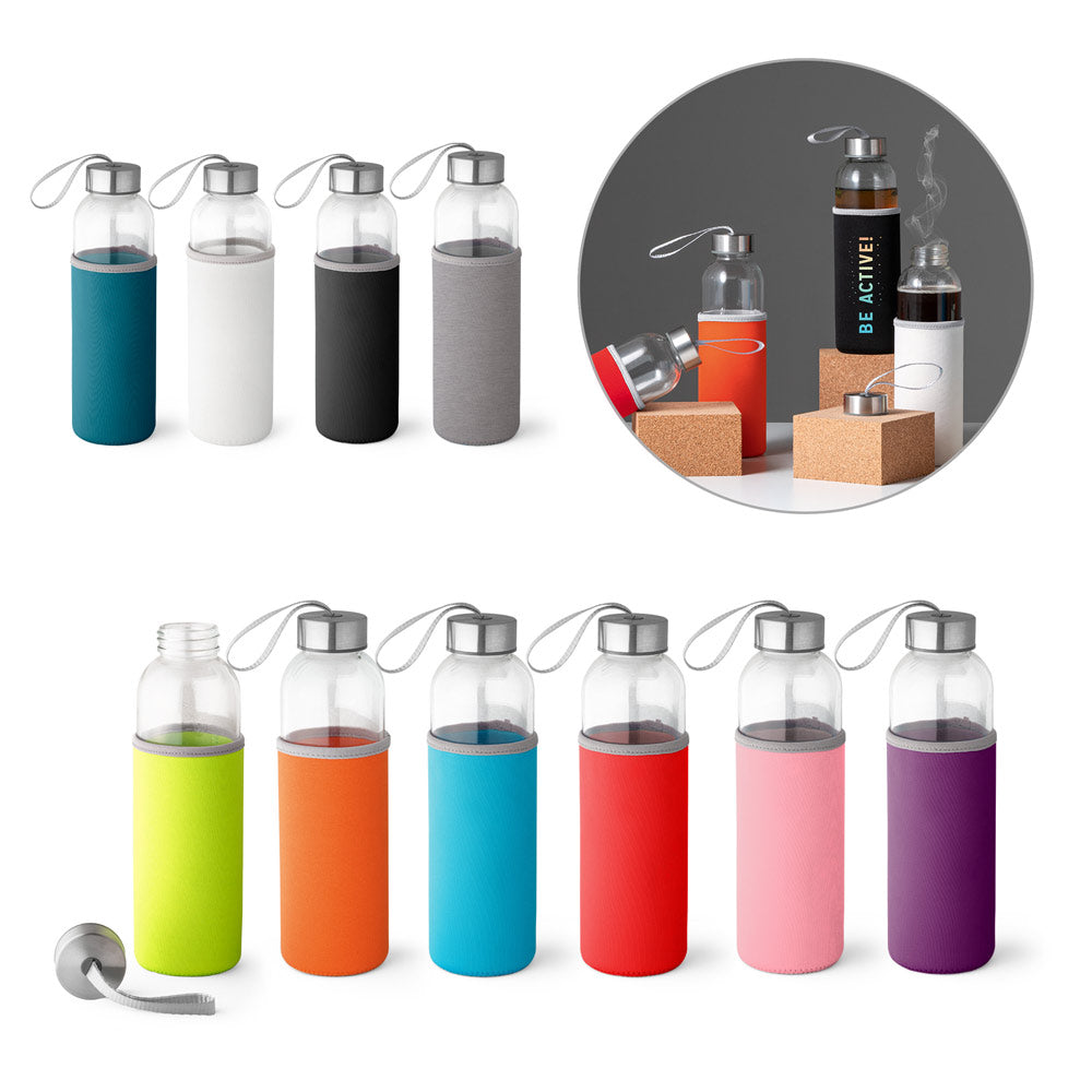 Raise. Glass And Stainless Steel Sport Bottle 520 Ml