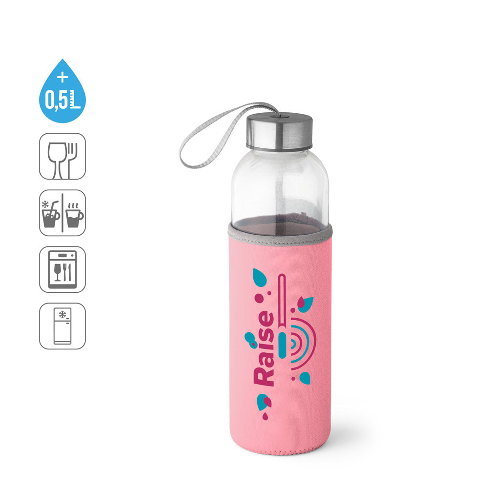 Raise. Glass And Stainless Steel Sport Bottle 520 Ml