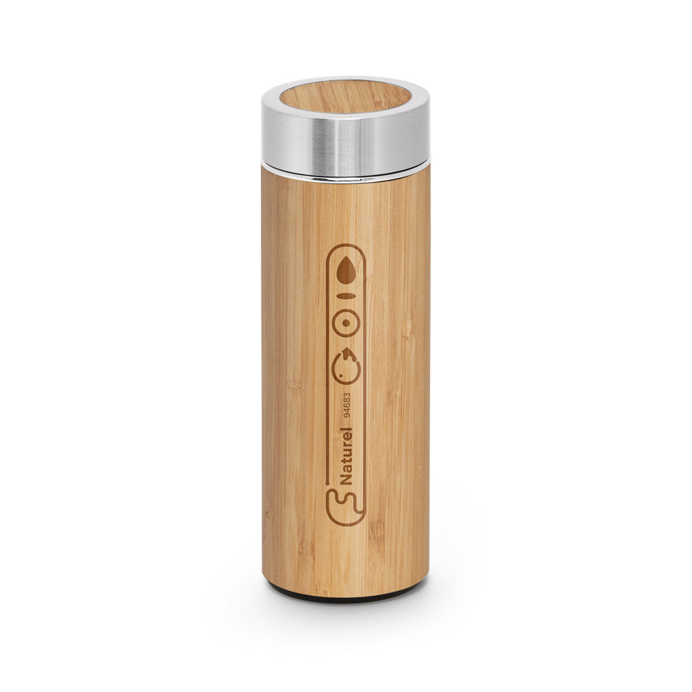 Naturel. Bamboo And Stainless Steel (90% Recycled) Thermal Bottle 430 Ml