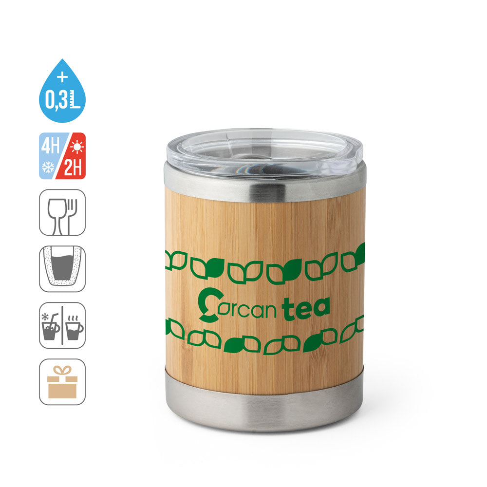Lycka. Bamboo And Stainless Steel Cup 350 Ml