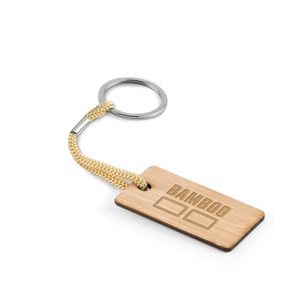 Hopps. Rectangular Bamboo Keyring With Pet Cord
