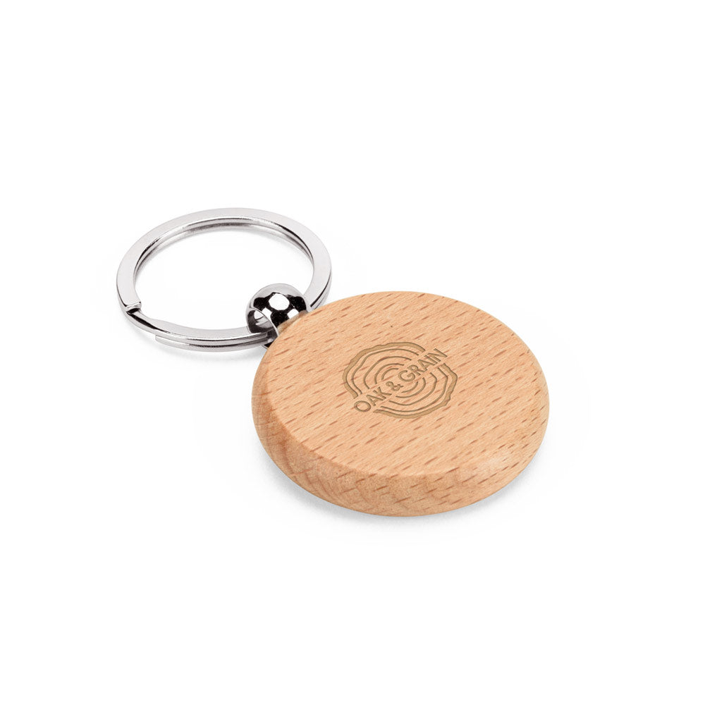 Stewie Round. Round Keyring In Beech Wood
