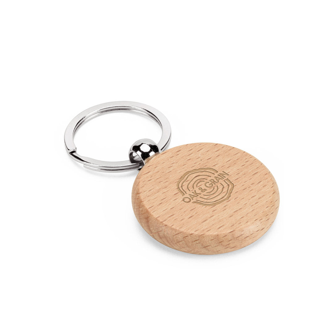Stewie Round. Round Keyring In Beech Wood