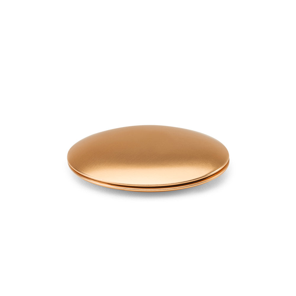 Kayla. Double-Sided Round Aluminum Mirror With Magnetic Closure