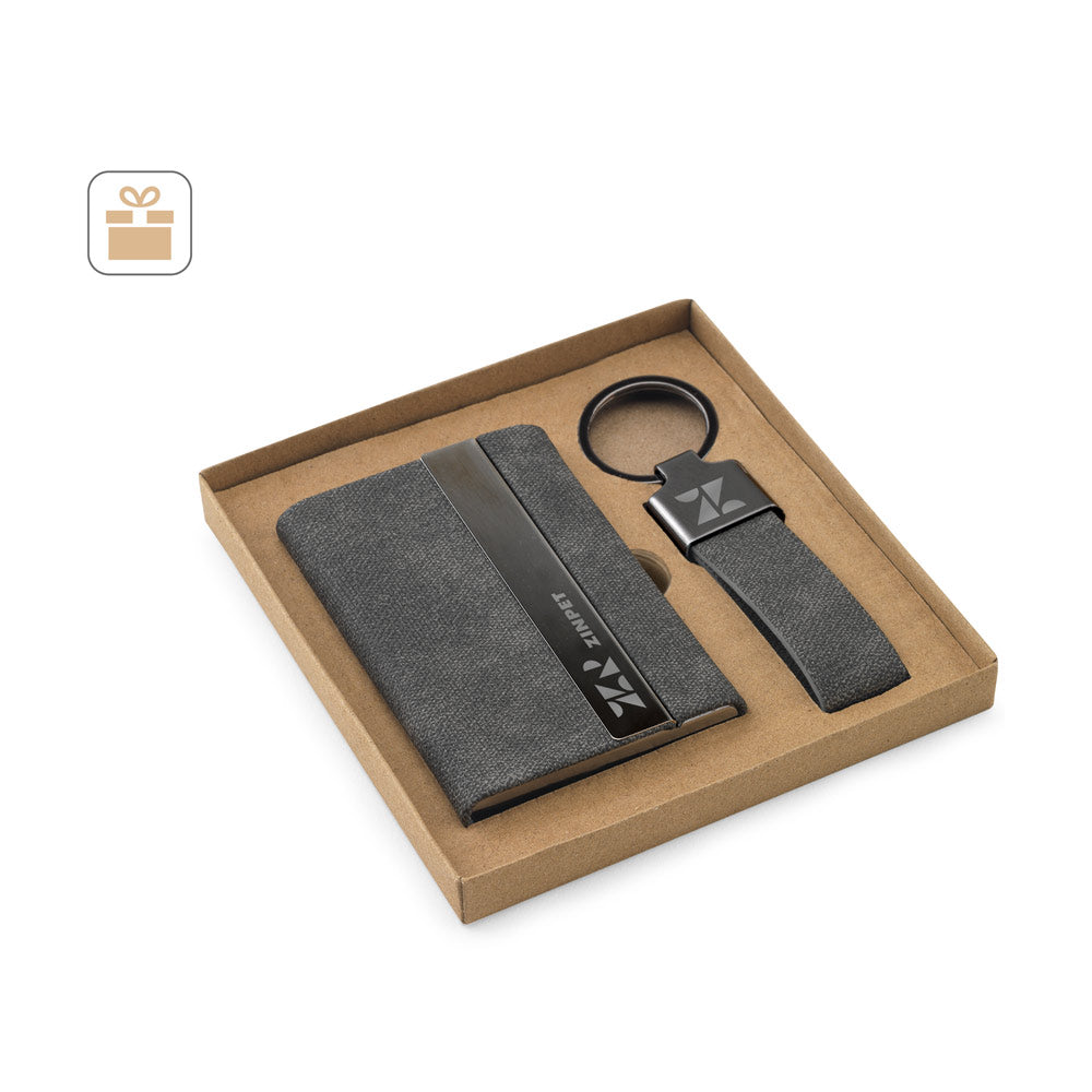 Vaughn. Set Consisting Of A Card Holder And A Key Holder, Both Made Of Metal And Recycled Polyester (30% Rpet)