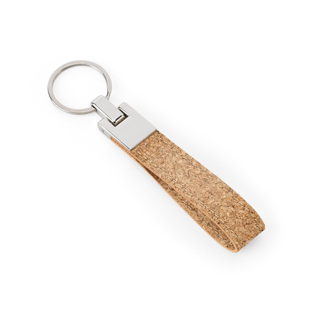 Evans. Set Consisting Of A Ballpoint And Key Ring, Both In Metal And Cork