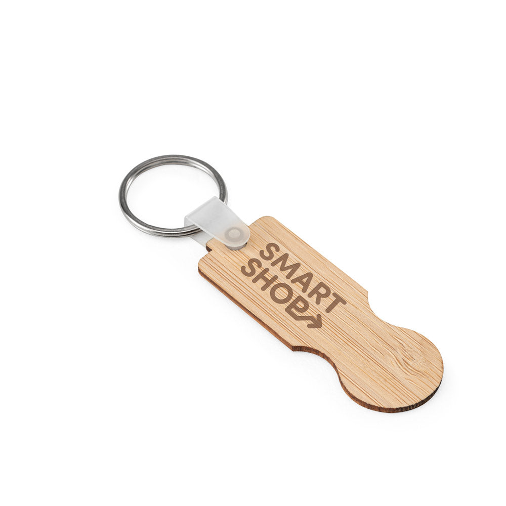 Shopz. Bamboo Key Ring With Coin-Shaped End