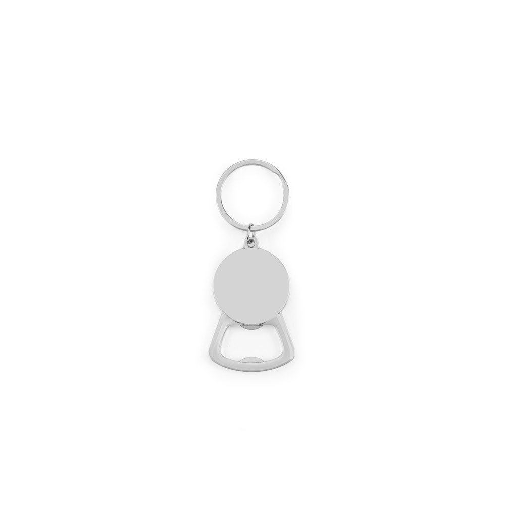 Meeko. Iron Keychain With A Round Shape In Zinc And Bamboo