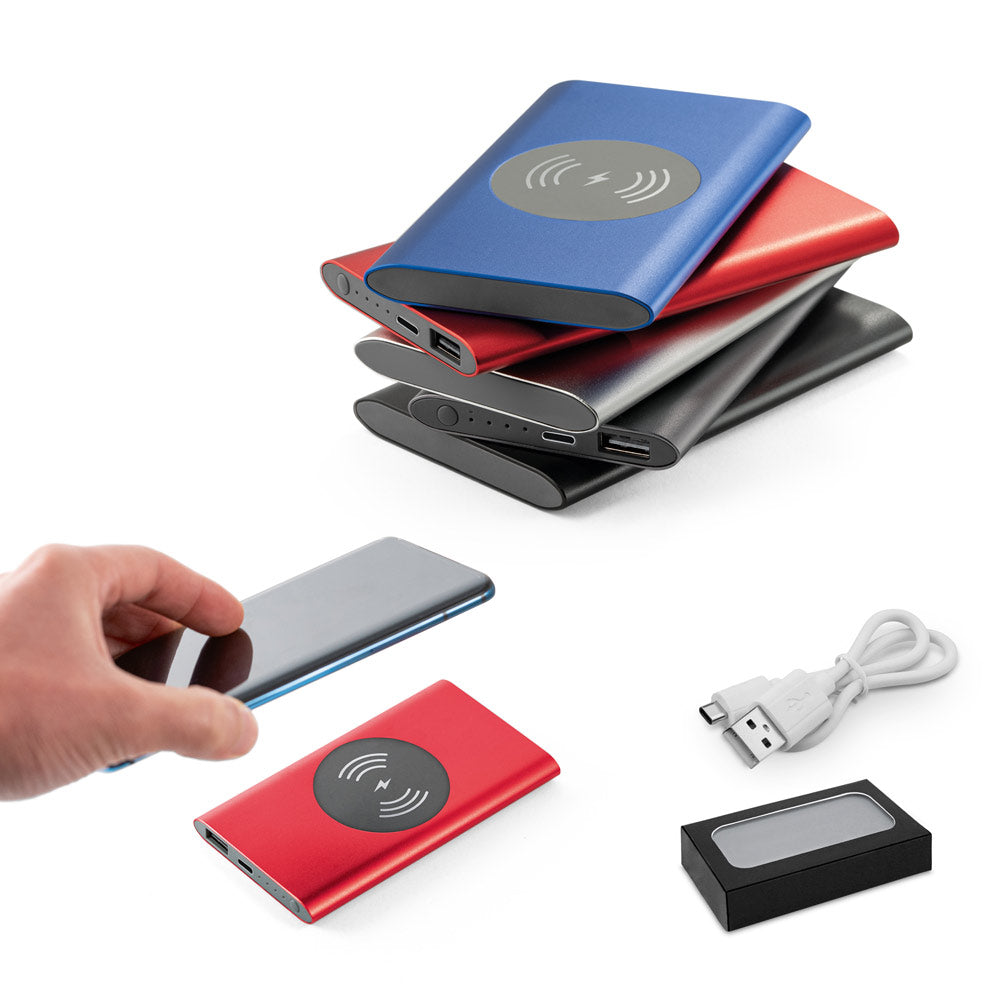 Cassini. Power Bank 4.000 Mah With 5W Wireless Charger In Recycled Aluminium (100% Ral)
