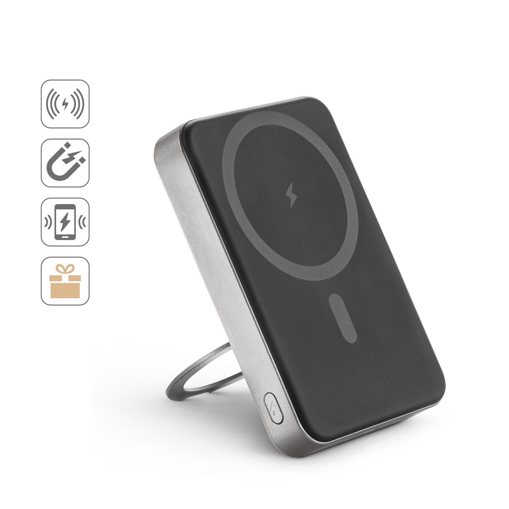 Warshel 10. 10'000 Mah Magnetic Power Bank With 15W Superfast Wireless Charger In Recycled Abs (100% Rabs) With Stand