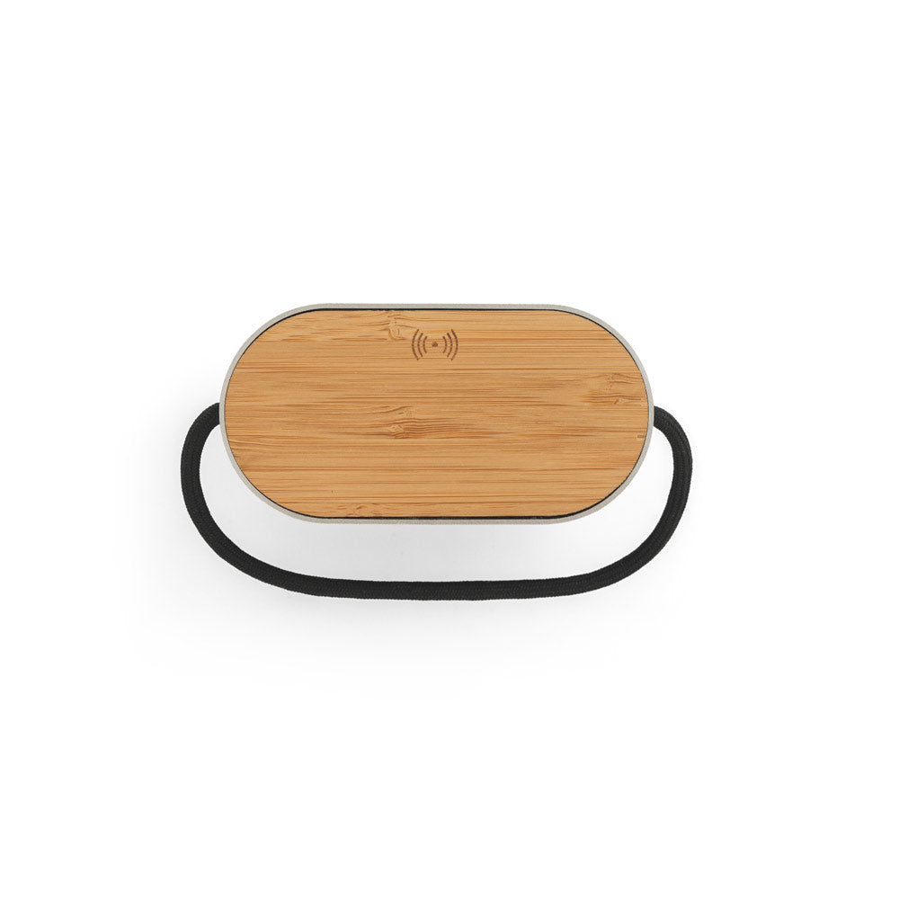 Guetta. 5W Portable Speaker With Super-Fast 15W Wireless Charger And 2H Battery Life Made Of Bamboo And Recycled Pet (100% Rpet)