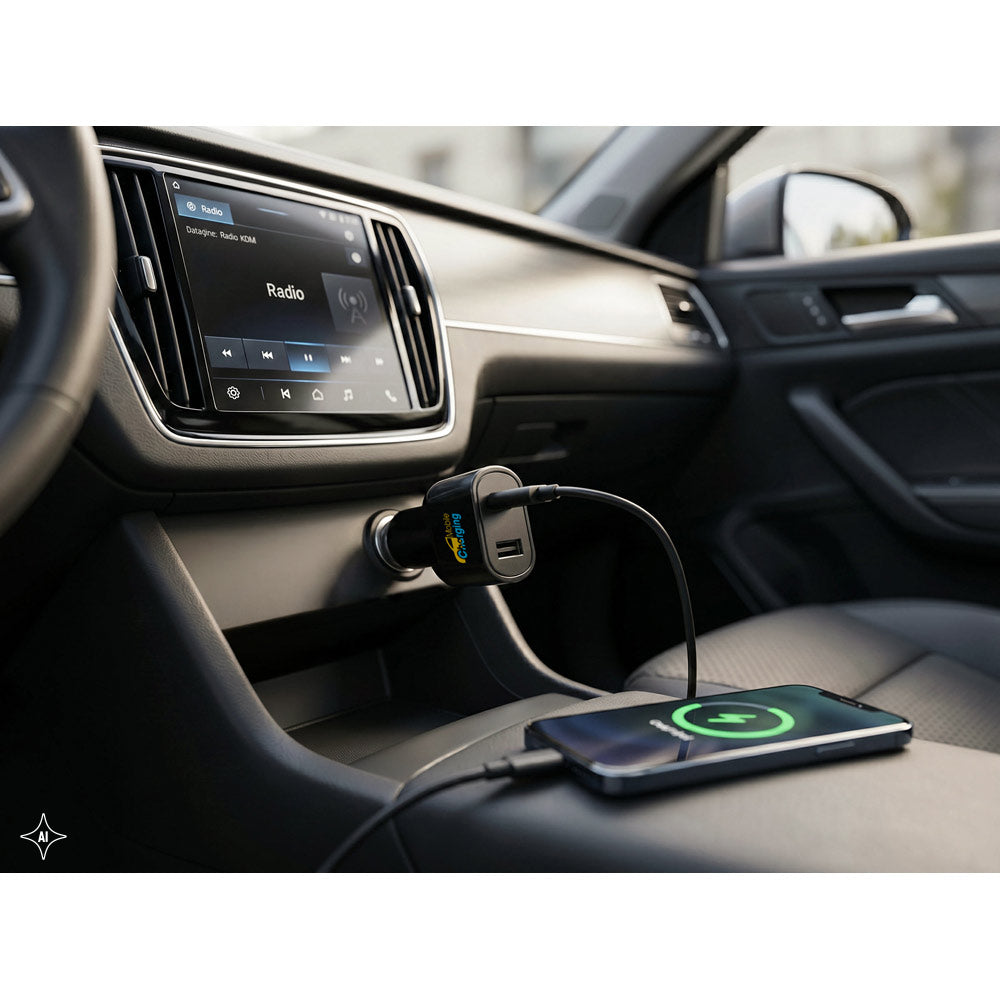 Dirac. Cigarette Lighter Adapter With Usb-A Port 18W And Usb-C 20W In Recycled Abs (100% Rabs)