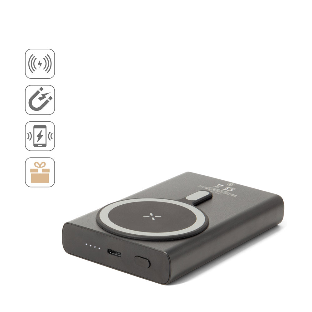 Wright 10. Magnetic Power Bank With Super-Fast Charging In Recycled Aluminum And Recycled Abs 10'000 Mah