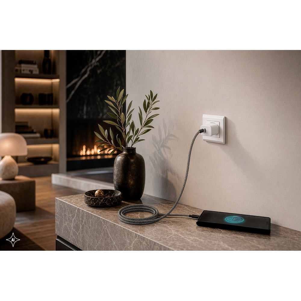 Nadella. Usb-C To Usb-C Cable With A Braided Polyester Cord (60 W) And A Magnetic System For Easy Winding