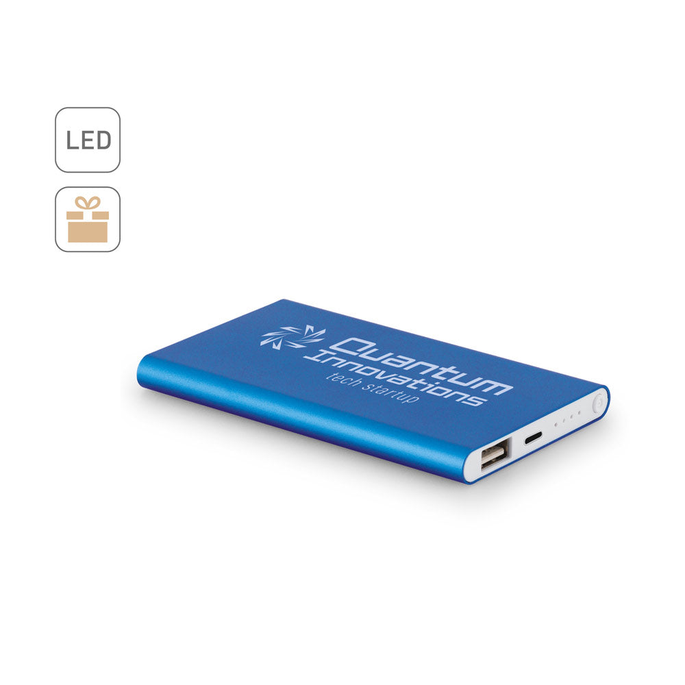 Marcet. Power Bank Slim 4'000 Mah In Recycled Abs (70% Rabs) And Recycled Aluminium (30% Ral)