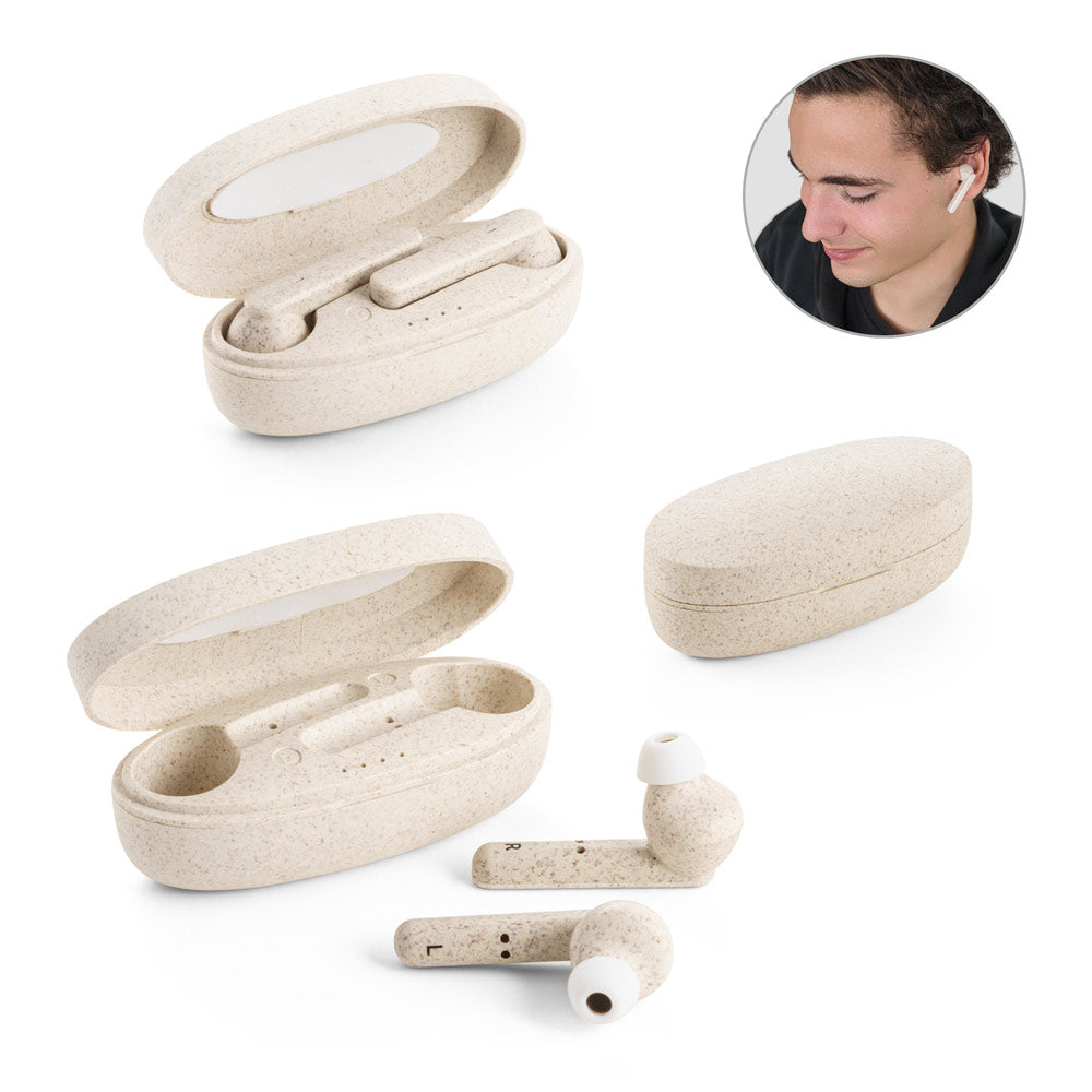 Fourier. Wireless Earphones With 3-Hour Battery Life In Wheat Straw Fibre And Pp