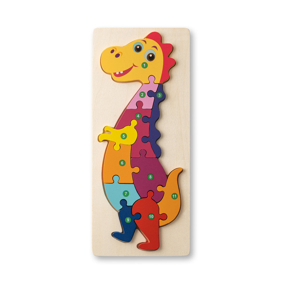 Diplodoco. Dinosaur-Shaped Puzzle In Pine Plywood
