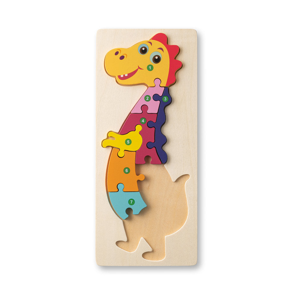 Diplodoco. Dinosaur-Shaped Puzzle In Pine Plywood